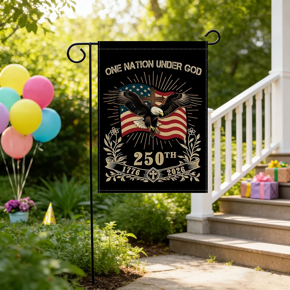 1pc America 250th Anniversary Garden Flag - One Nation Under God | Patriotic Eagle 1776-2026 | Double-Sided Outdoor Decor for In