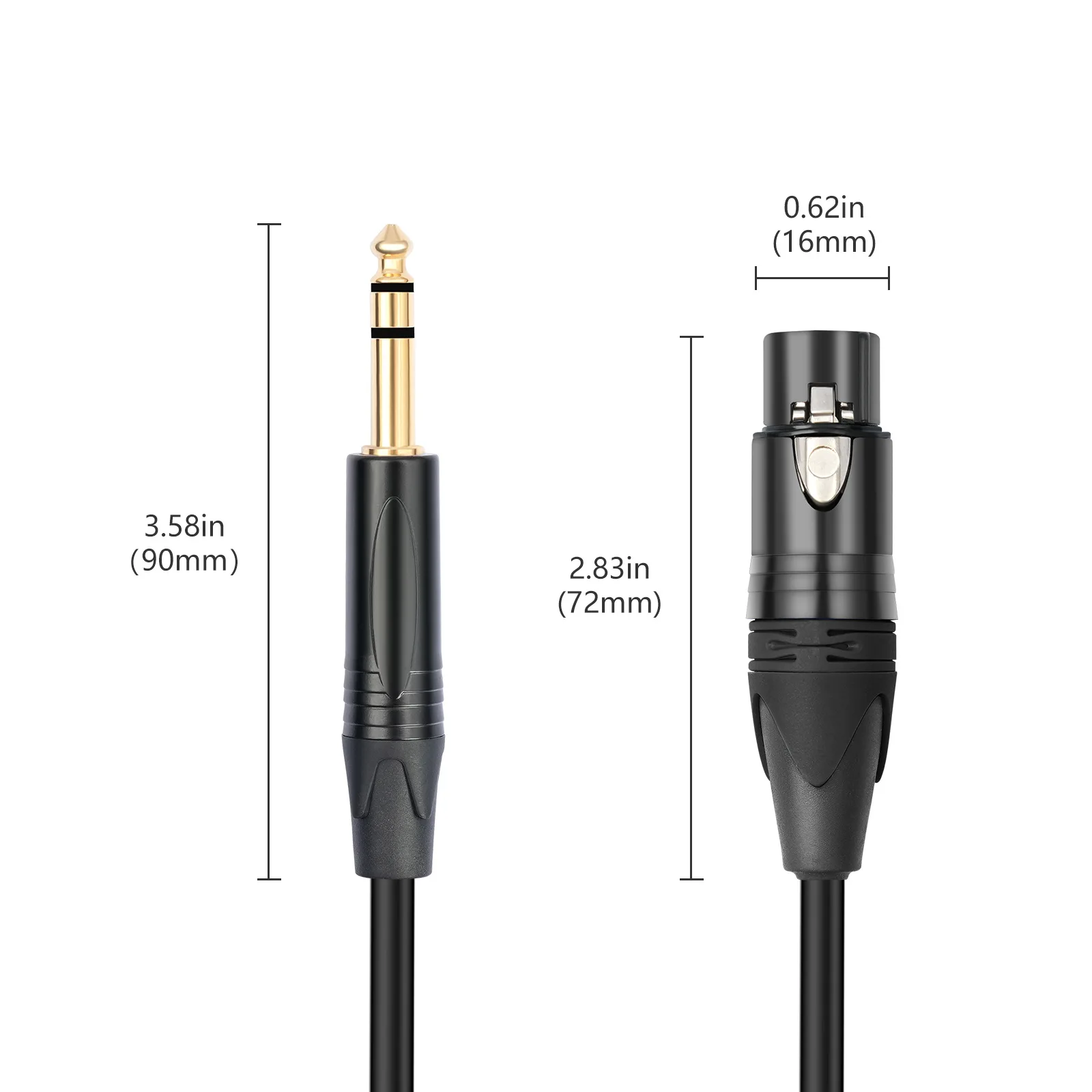 Hot selling three core 1/4 turn XLR female microphone cable 6.35mm revolving Canon female mixing console balance cable