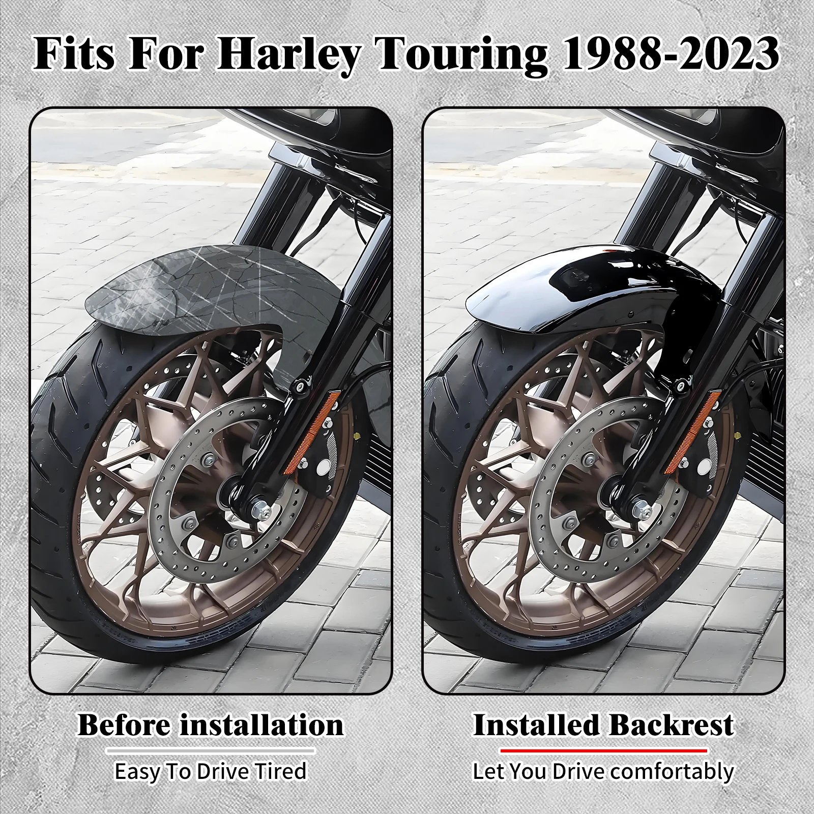 MACTIONS Motorcycle 19" Front Fender Mudguard Cover Iron Wrap Wheels For Harley Touring Road King Electra Street Glide 2014-2023 3