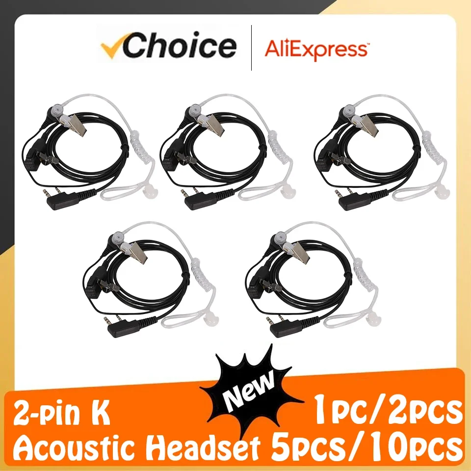 Walkie Talkie Earpiece Headset 2 Pin-K  Acoustic Air-Tube Headphone PTT MIC Baofeng Kenwood UV-5R Mini-5 Two Way Radio Accessory - view 2