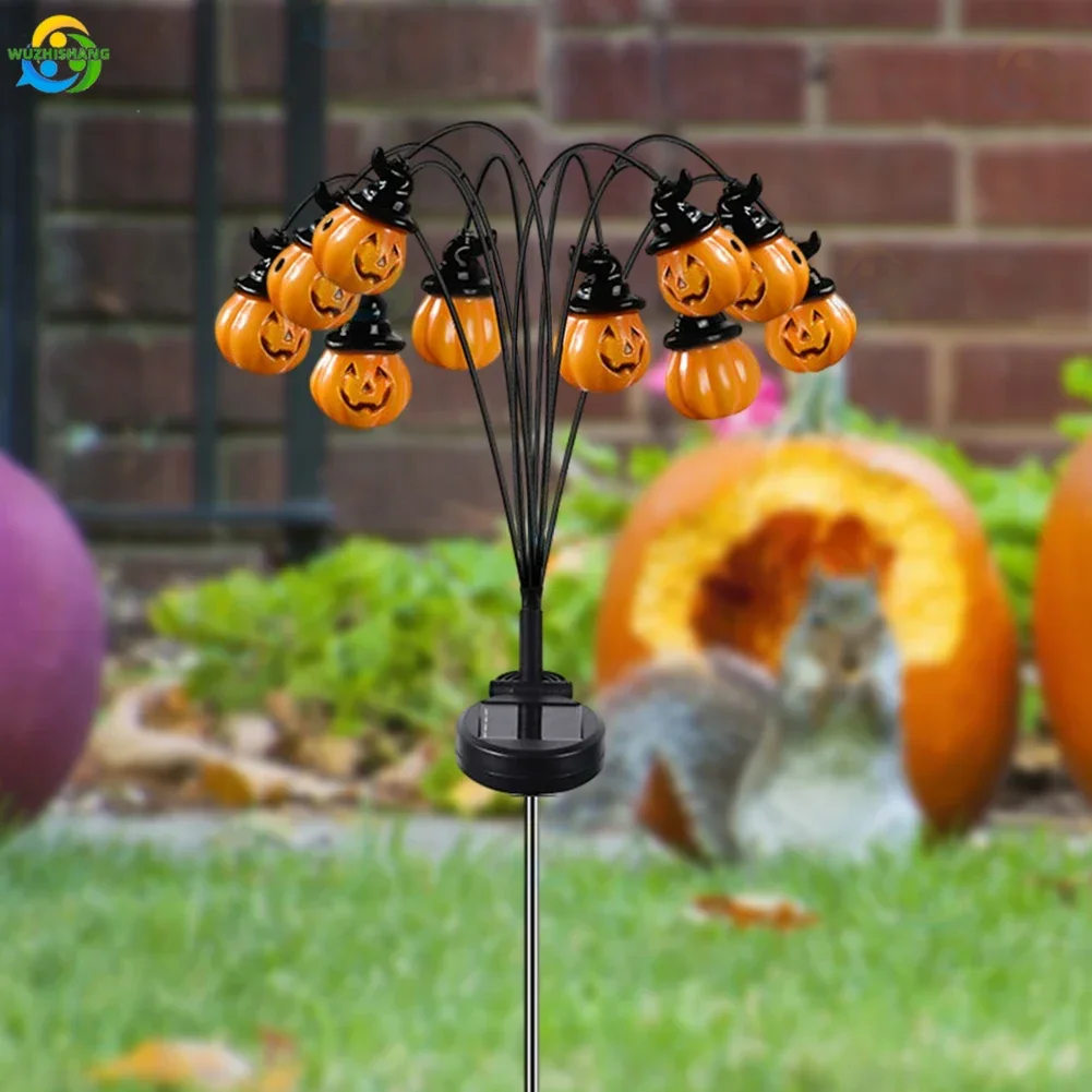 6/8 LED Solar Pumpkin Pathway Lamp Halloween Scary Solar Pathway Markers Lights Festival Theme Waterproof Outdoor Holiday Party