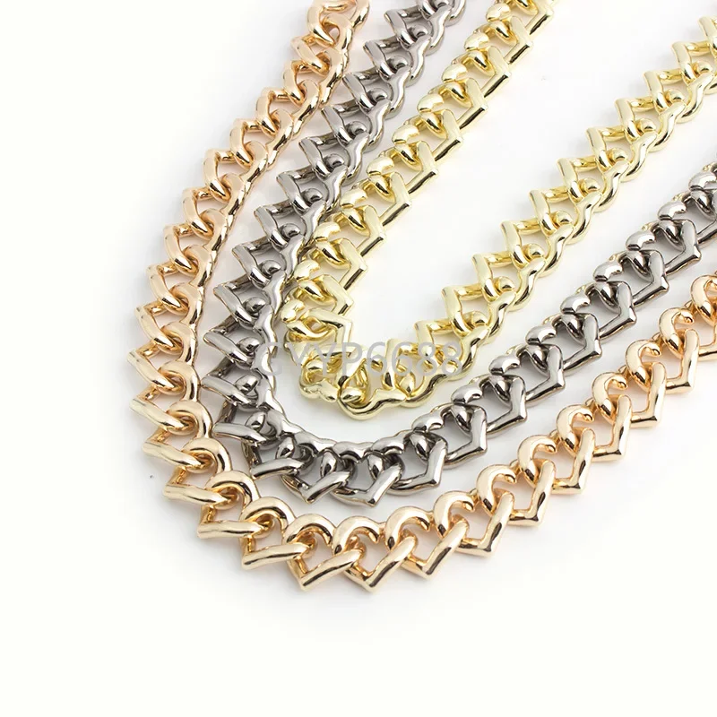 1-5 pieces Zinc Alloy 4mm thick 19mm width Heart-shaped alloy chain Travel Accessories bag chain strap