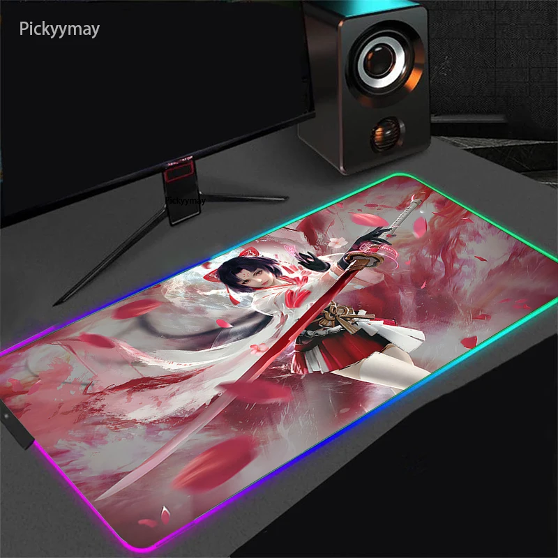 Naraka Speed Mouse Pad RGB Mousepad LED Gaming Keyboard Pc Table Protector Carpet Backlit Computer Gamer Desk Mat Anime Rug XXL