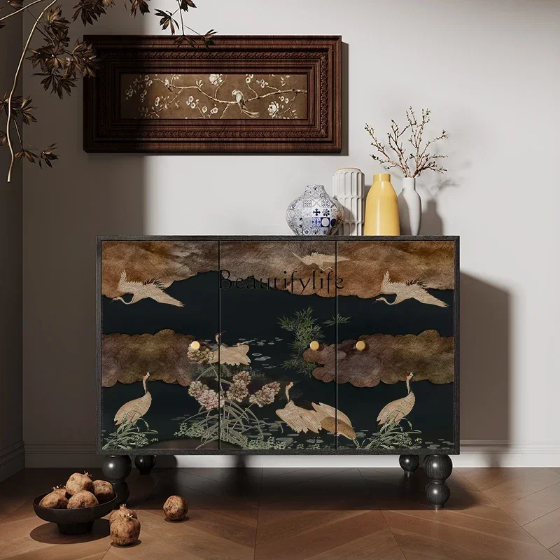 

LJY French Style Entrance Cabinet Chinese Style Sideboard Retro Domestic Living Room Aisle Bedroom Tailstock Storage Cabinet