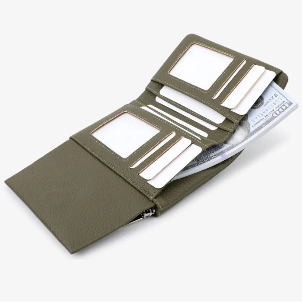 

Новый короткий кошелек из искусственной кожи, портативный многофункциональный кошелек для монет, однотонная женская сумка для денег