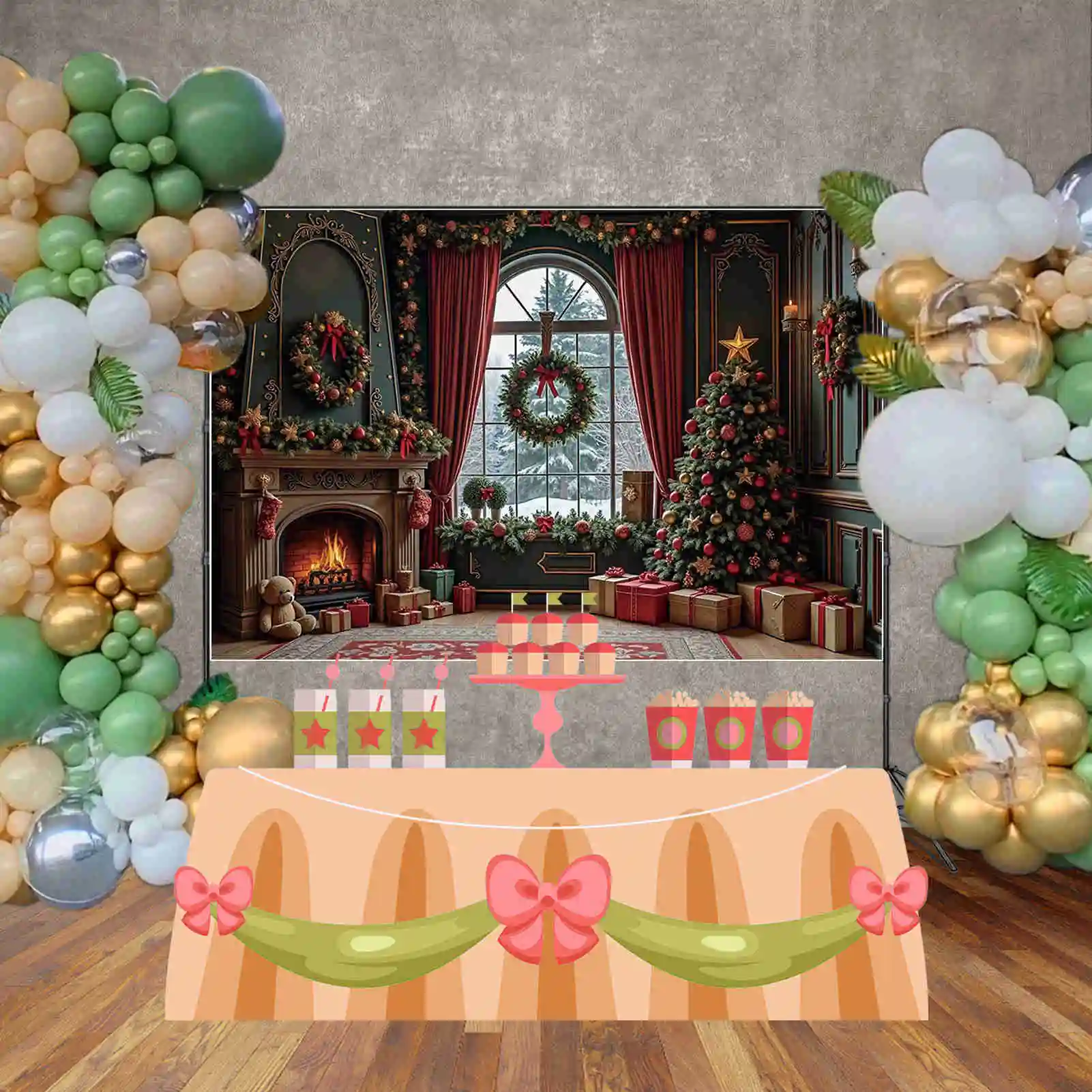 qg feliz natal casas pano de fundo para fotografia árvore de natal lareira cortinas fundo ano novo photo studio suprimentos