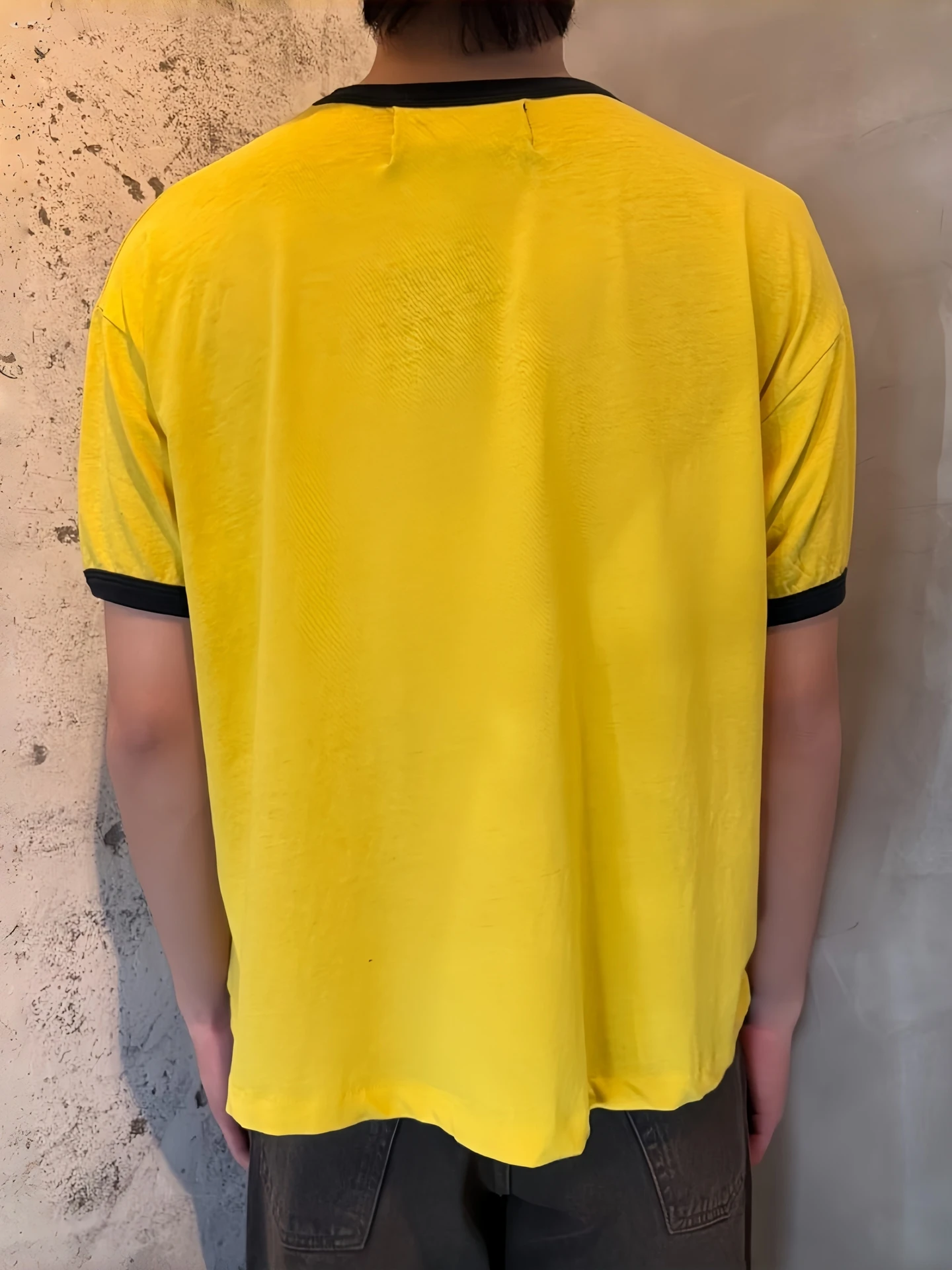 American Street Style Summer Yellow 3D Flocking Letter Print Loose Unisex Short Sleeve T-Shirt Skin-friendly Breathable