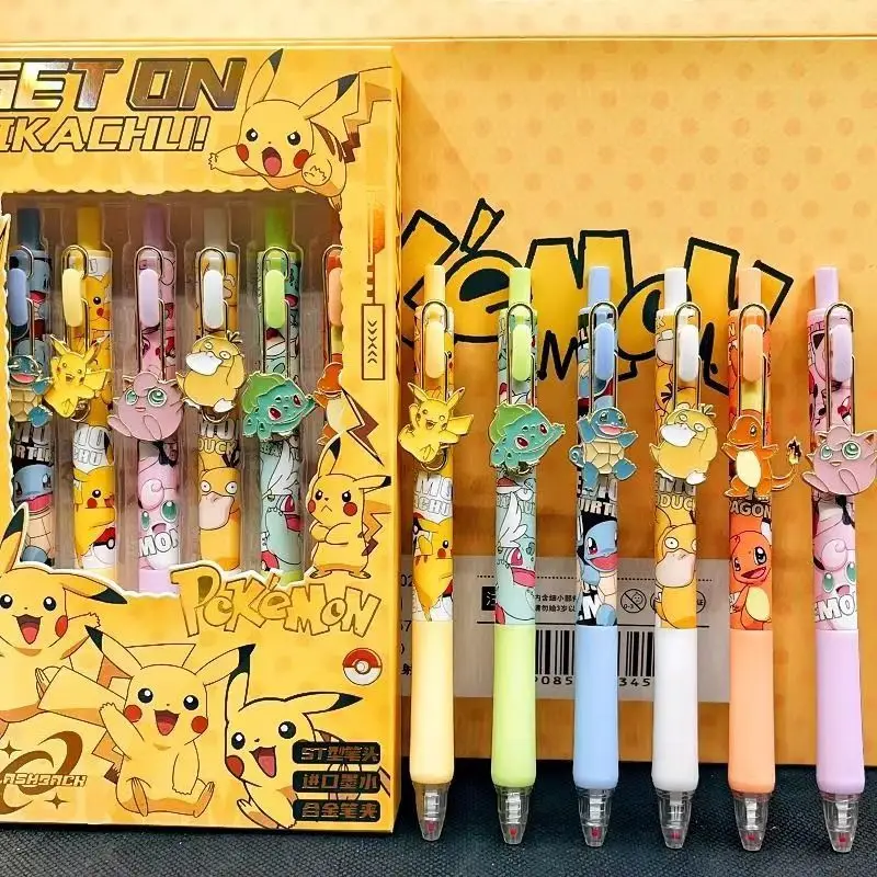 

6pcs/bag Cartoon Pokemon Gel Pens for Writing Cute 0.5mm Black Ink Signature Pen School Office Supplies Stationery Gift