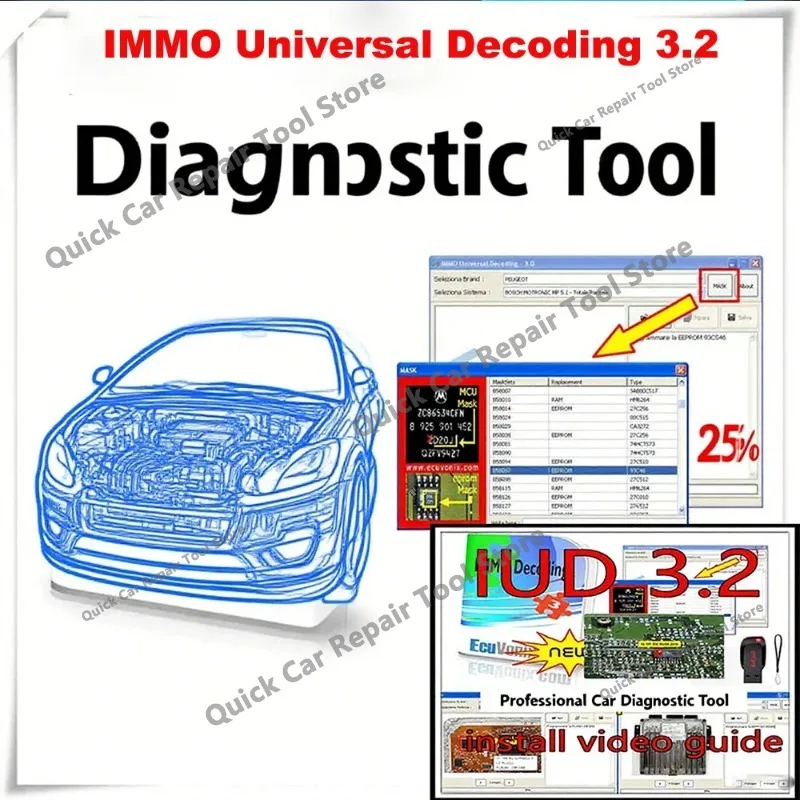 IMMO Universal Decoding 3.2 with free keygen Car diagnostic software EcuVonix 3.2 obd2 scanner Car Maintenance Unlimited Crack