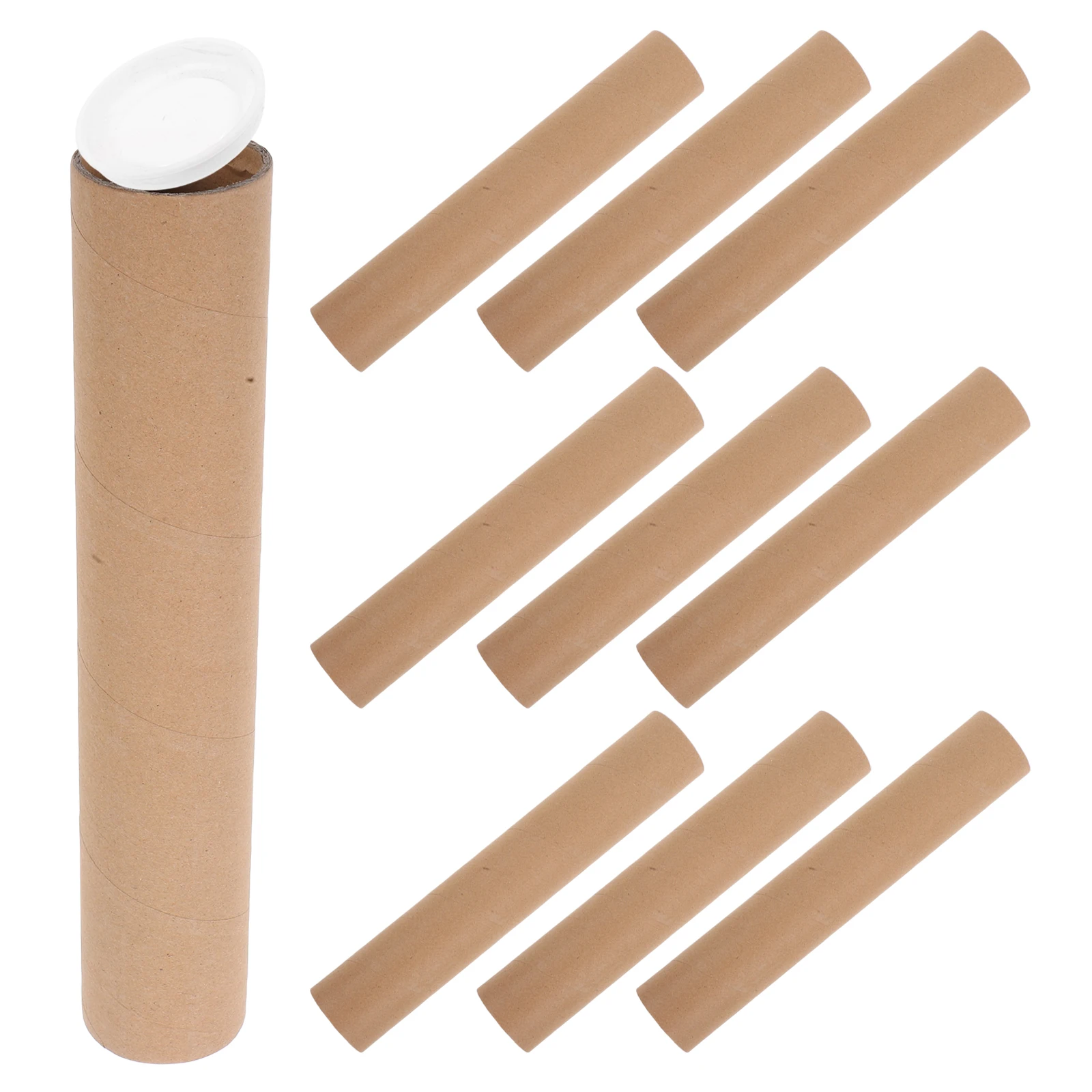 

10pcs Cardboard Tubes 30x5cm White Caps Packing Material Shipping Supplies Documents Artwork Storage Packaging