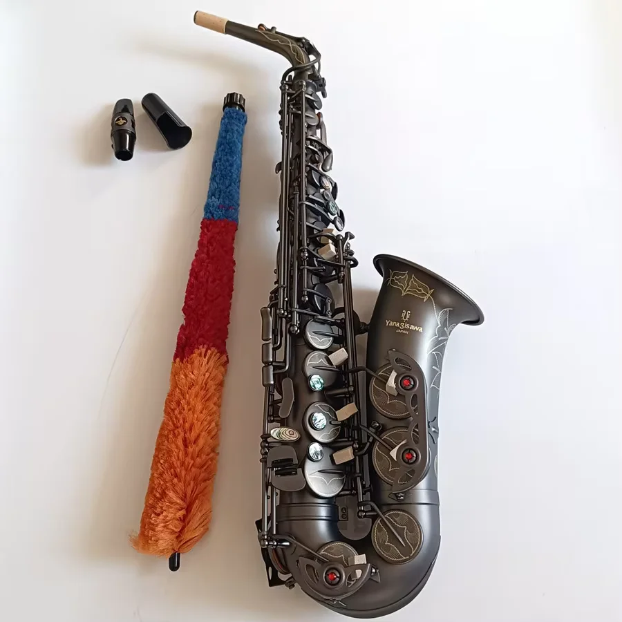 New Yanagisawa-Black Nickel Alloy Saxofone Alto Sax A-992 Instrumento Musical Com Bocal, Promocional Gratuito With Case