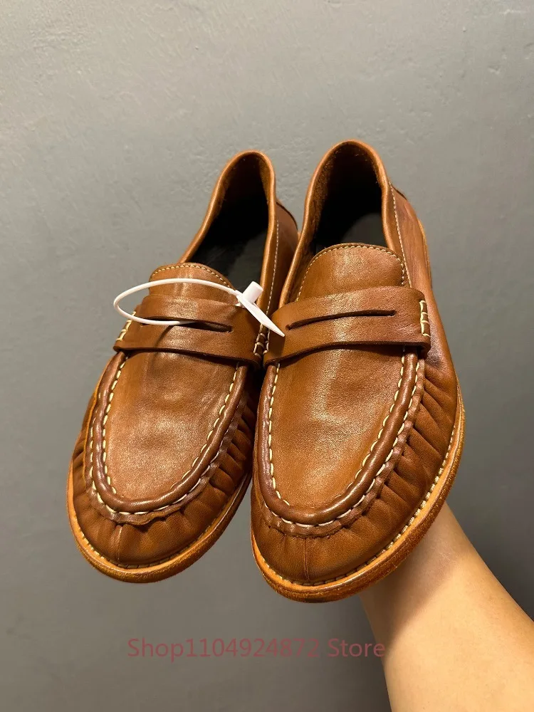 

Мужские повседневные кожаные туфли-лоферы из натуральной кожи премиум-класса в ретро-стиле, легкие и дышащие, без каблука