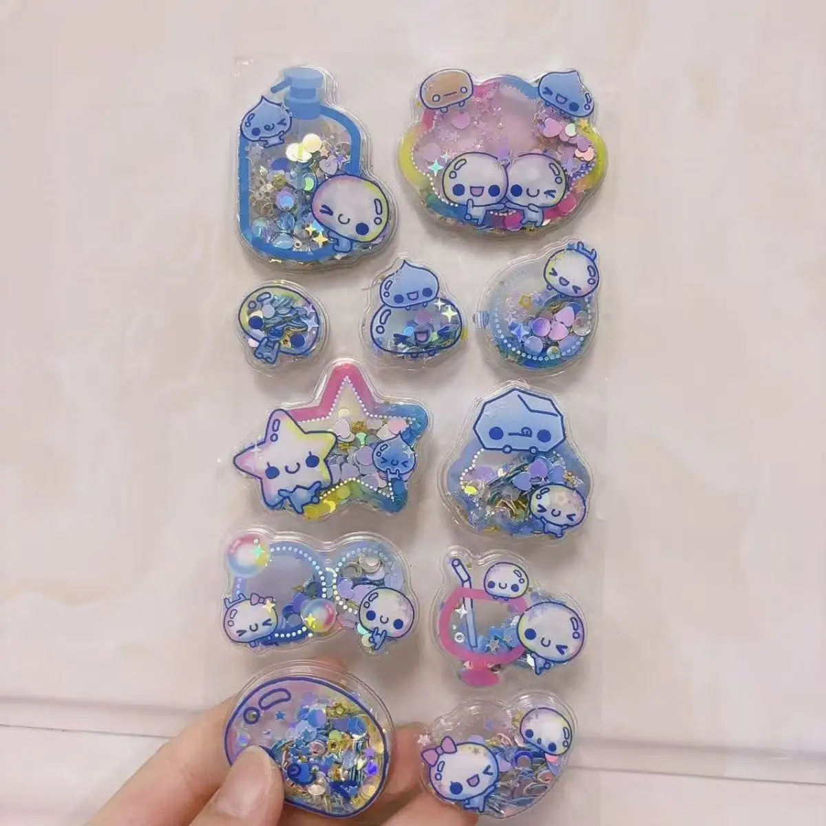 Japanese Style Cartoon Water Drop Stickers Creativity Retro Flash Mobile Phone Case Decorationstudent Diy Handbooks Stickers