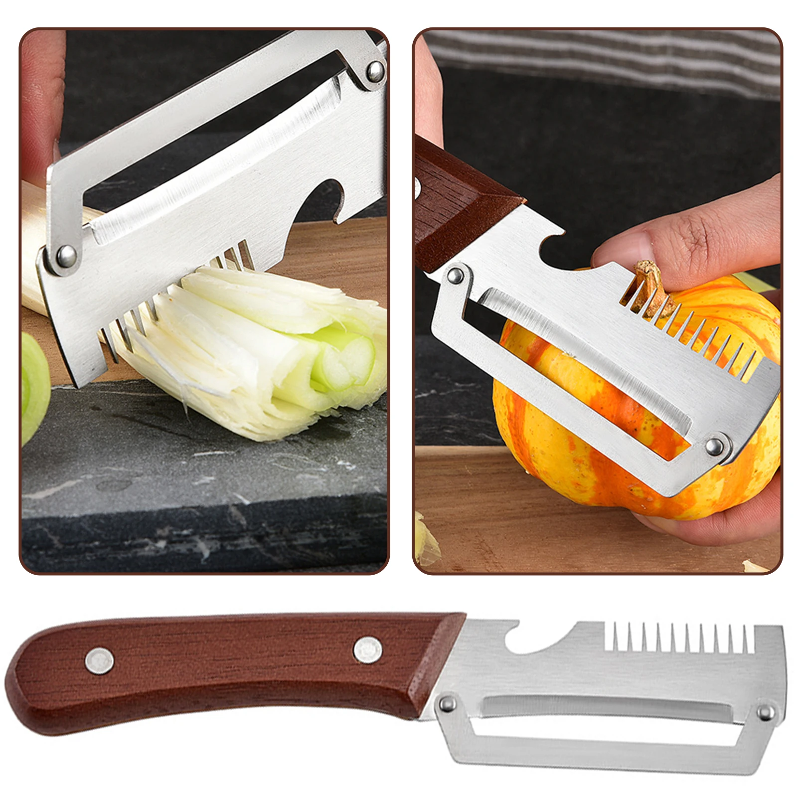 Multi-Purpose Peeler,Wooden Handle Vegetable Peeler/Grater,For Peeling And Slicing Fruits,Vegetables,Kitchen Accessories