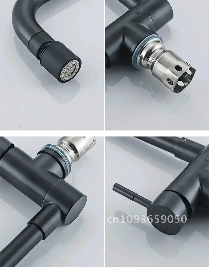 Inner Steel Kitchen Faucet Rotating Folding Down Hot Cold Water Sink Tap Stainless Stream Head Black Window Sprayer Tap Mixer