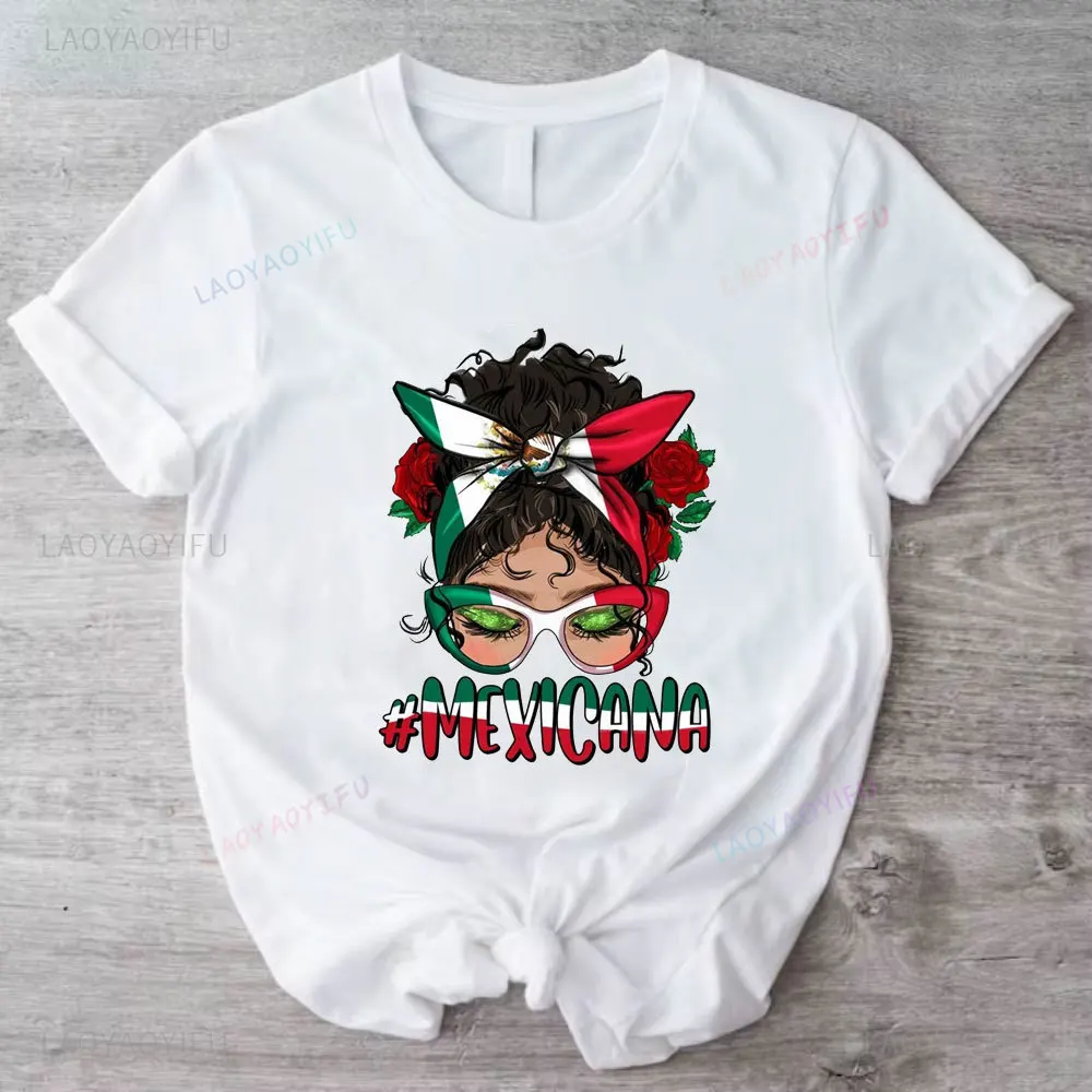 Футболка Мексиканская мама в пучок, подарки мексиканской маме, смешные футболки с мексиканским флагом, модная повседневная хлопковая одежда