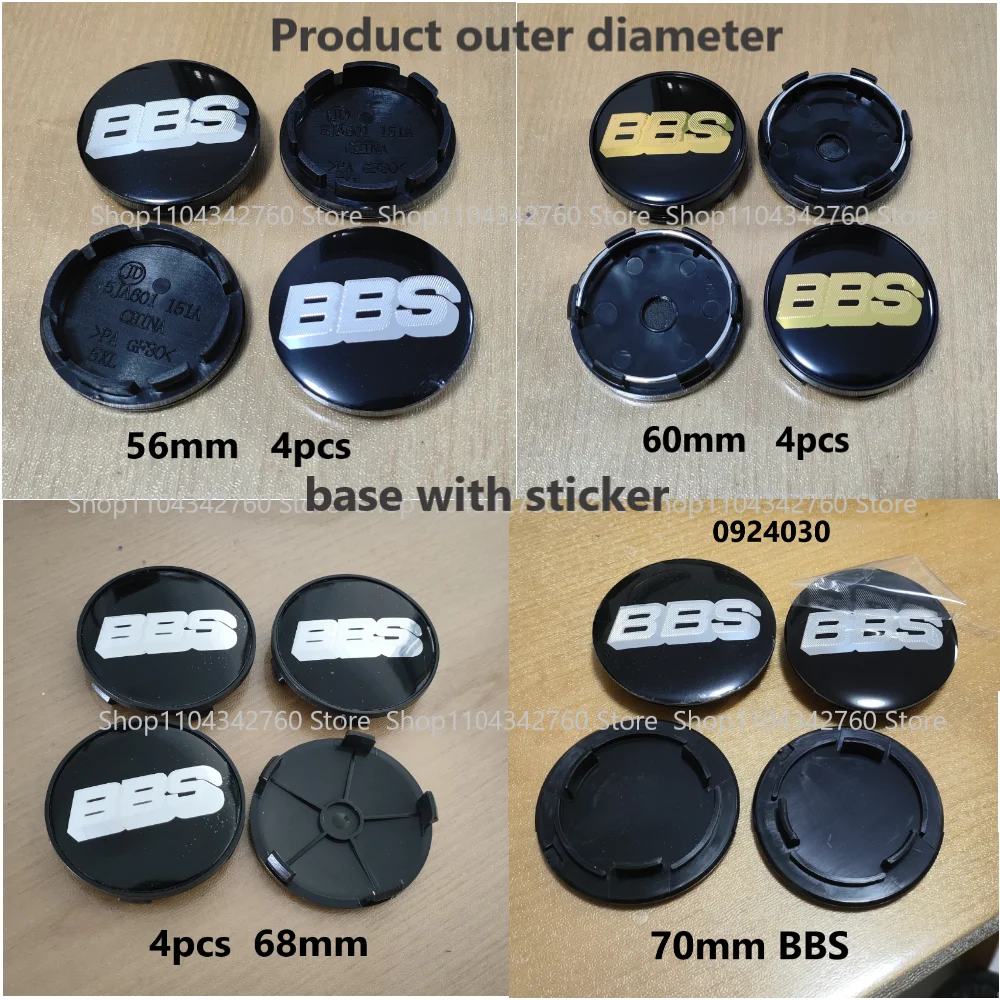 

4pcs BBS Wheel hubcap Outer diameter 56 60 68 70mm curved surface Car Wheel hub center Cap Hub for BBS 0924 Center HubCaps