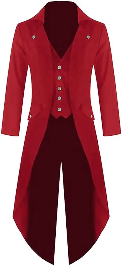 Mens Steampunk Gothic Jacket Victorian Tailcoat Vintage Halloween Costume Tuxedo Coat Uniform view 6