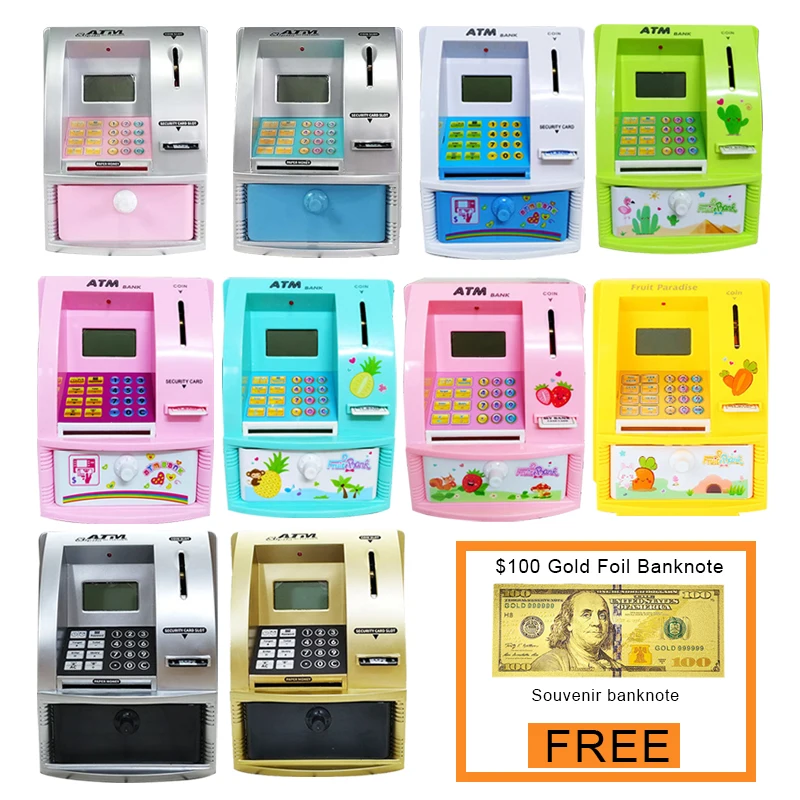 Smart ATM Piggy Bank for Real Money, Mini Banknote Money Box Voice ATM Machine for Adults,  Children Safe Box Christmas Gift