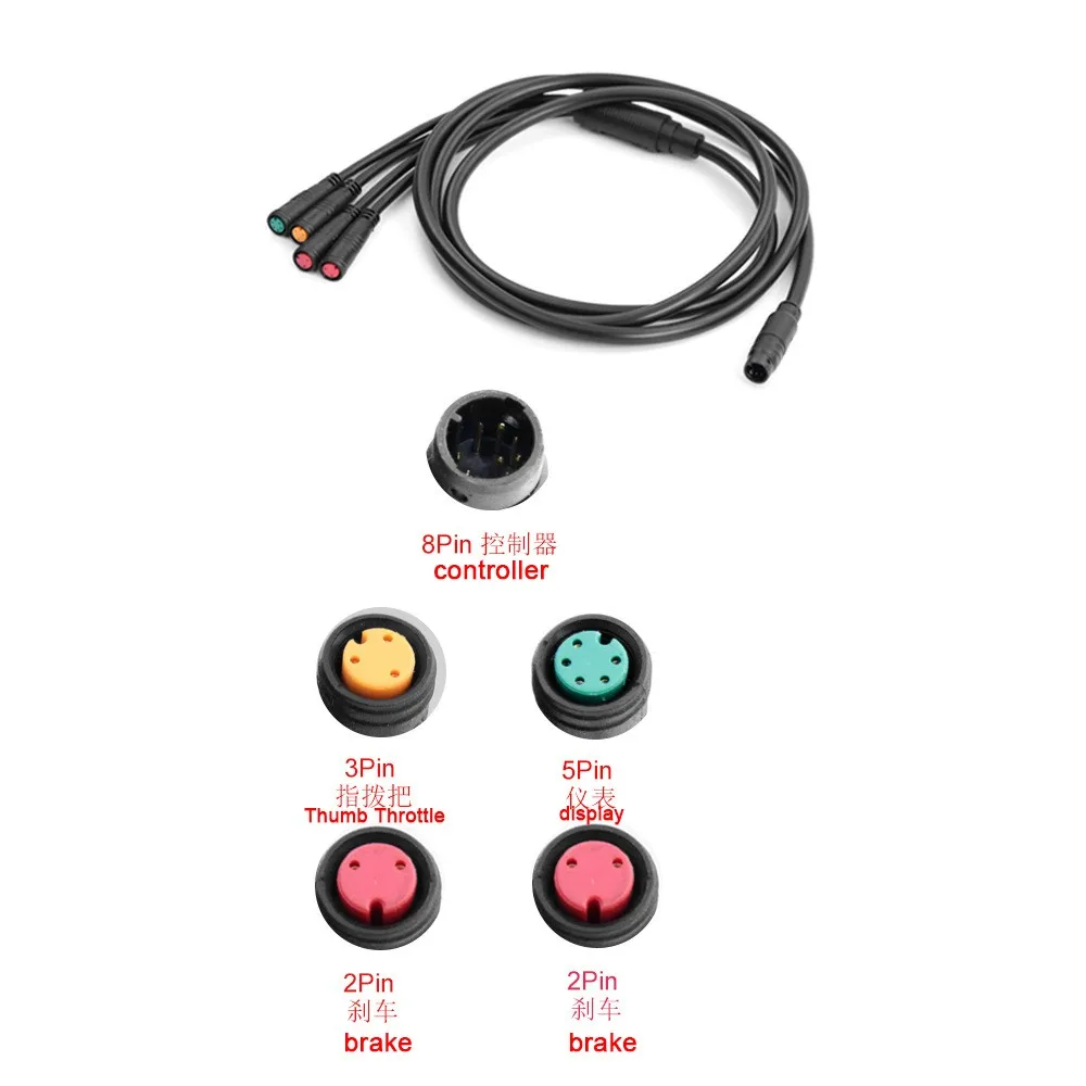 1T4 8 Pin JULET Waterproof Cable Controller Electric Brake Throttle Display Electric bicycle cable Conversion Accessories