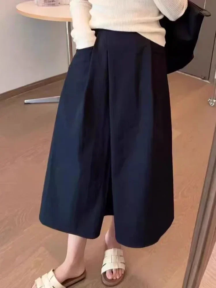 2026 Summer Leisure A- Line Chinese Origin Simple Plus Size Mid Length Skirt Solid Big Size Half Skirt for Women with Pocket image 5