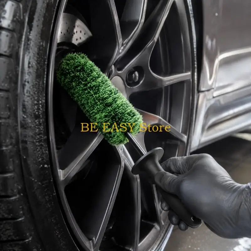E28F Wheel Reach Cleaning Brush with Fibers Around the Core for Tight Openings, Inner Wheels, Edges, and Precise Detail Work