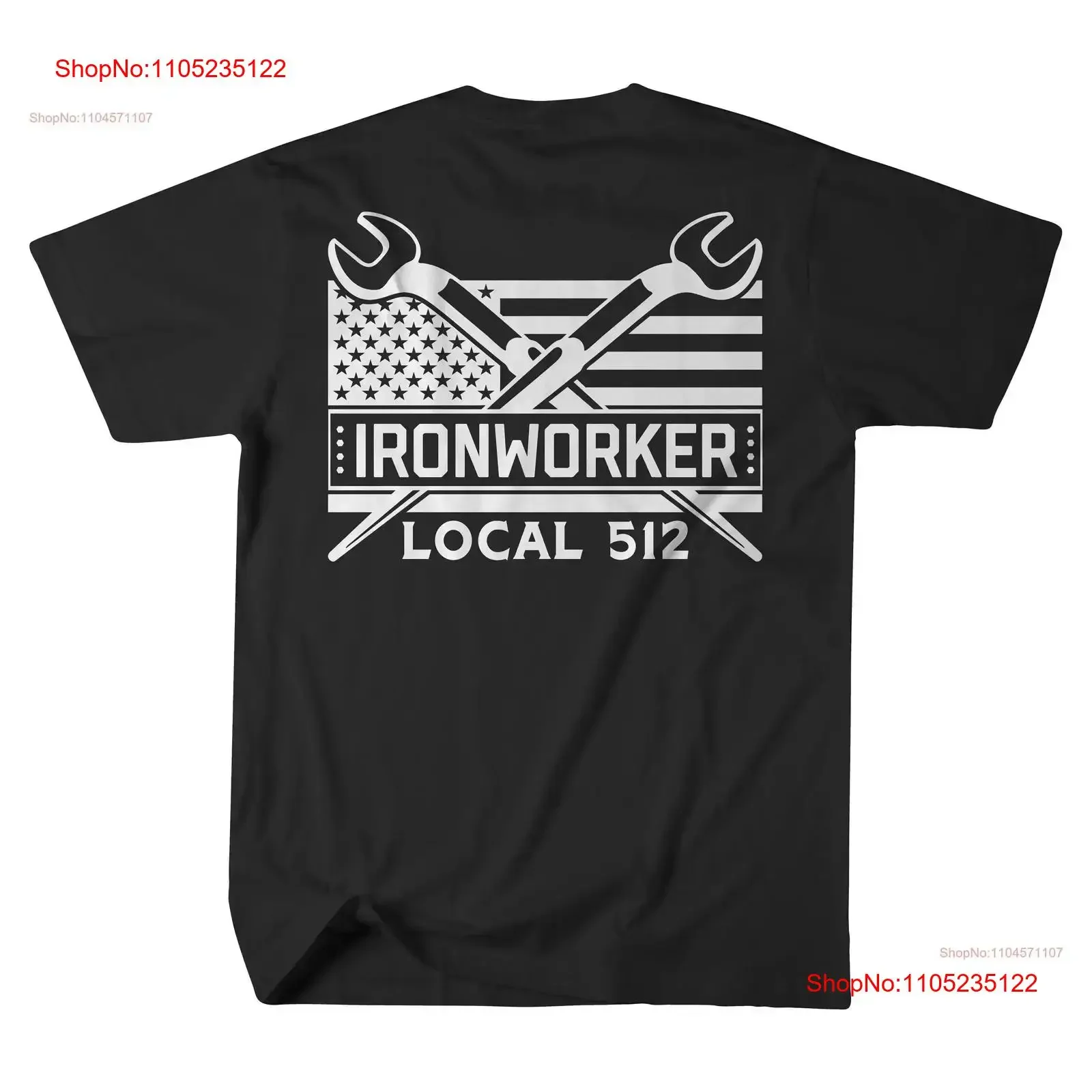 

American Flag Ironworker T Shirt Crossed Spud Wrench Local 512 vintage Washed Casual graphic fashion homme Versatile Stretched