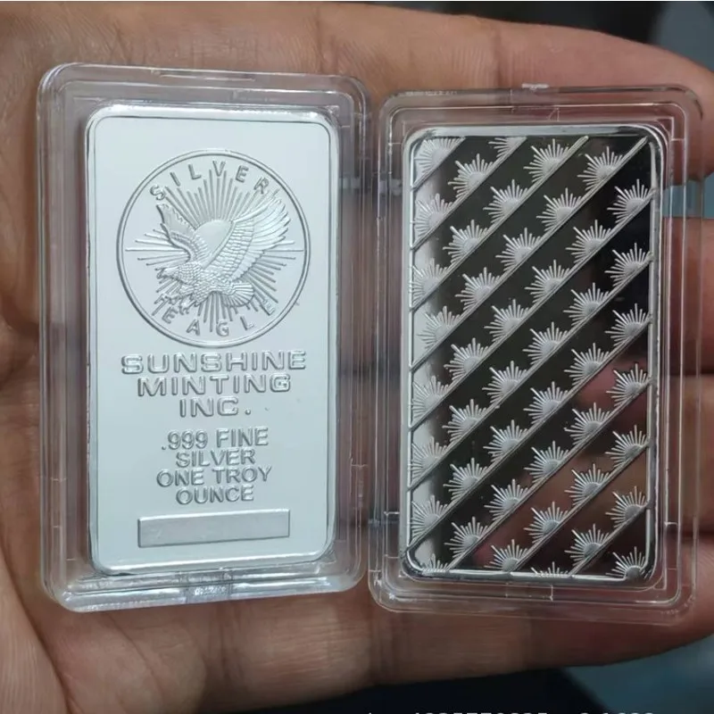 Verschiedene Arten von nichtmagnetischen Silberstücken 1oz Zinklegierung Silberbeschichteter Barren mit Vitrine – Detail 4