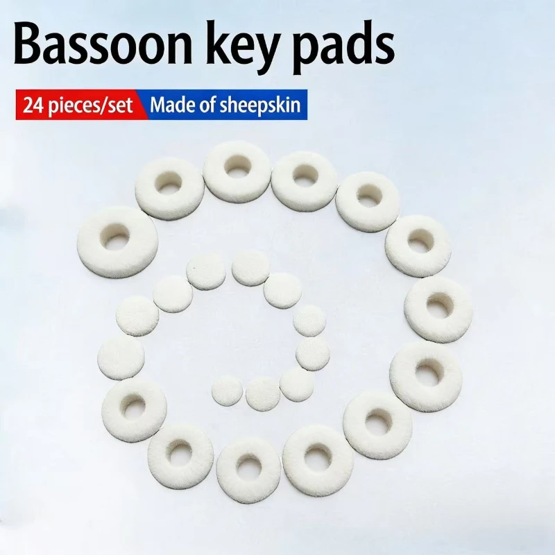 Professional Bassoon Leather Pads 24pcs/Set High Quality Sheepskin Seal Pads