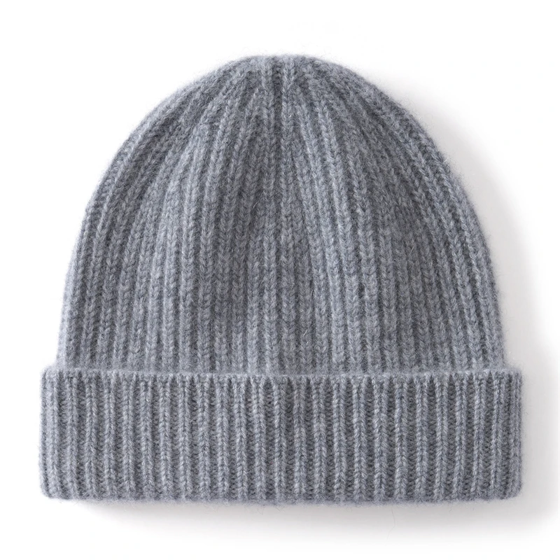 KOIJINSKY 100% Pure Cashmere Knit Beanie for Kids Thick Rib Fold Cuff Soft Warm Winter Toddler Hat