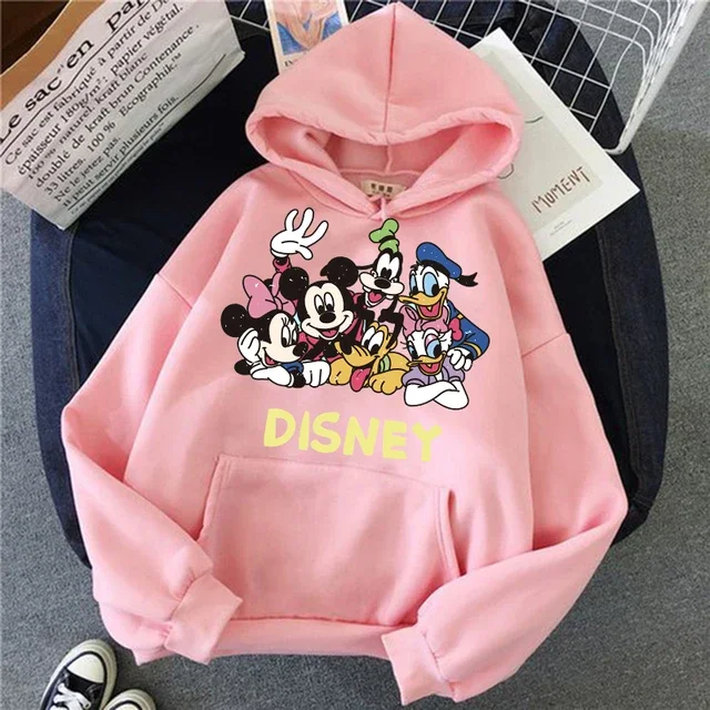 Disney Hoodies Kawaii Minnie Mickey Mouse Sweatshirts Men Women Gothic Cartoon Manga Pullover Boys Girls Teenager Autumn Winter