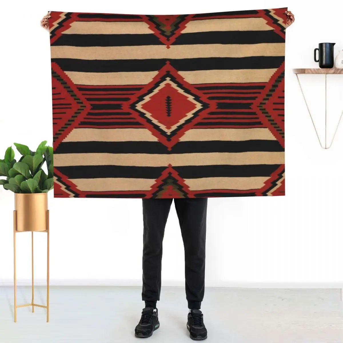 

Navajo Textile / Native American Weaving pattern 14 Throw Blanket Warm Napping Blanket for Office Couch Bed