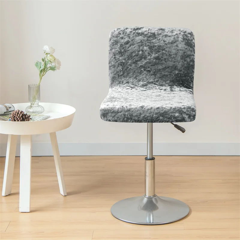 1PC Velvet Bar Chair Cover Stretch Classic Style Armless Chair Covers Solid Colour Short Back Seat Cover for Dining Room Banquet