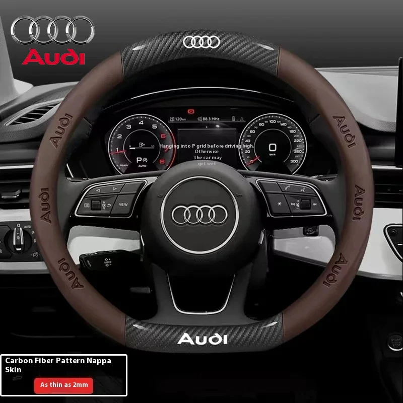 Car Ventilate Anti-Slip Carbon Fiber Steering Wheel Cover For Audi S3 S4 S5 S6 RS3 RS4 Q3 Q5 Q7 Q8 TT A3 A4 A5 A6 A7 A8 SQ5 RSQ5