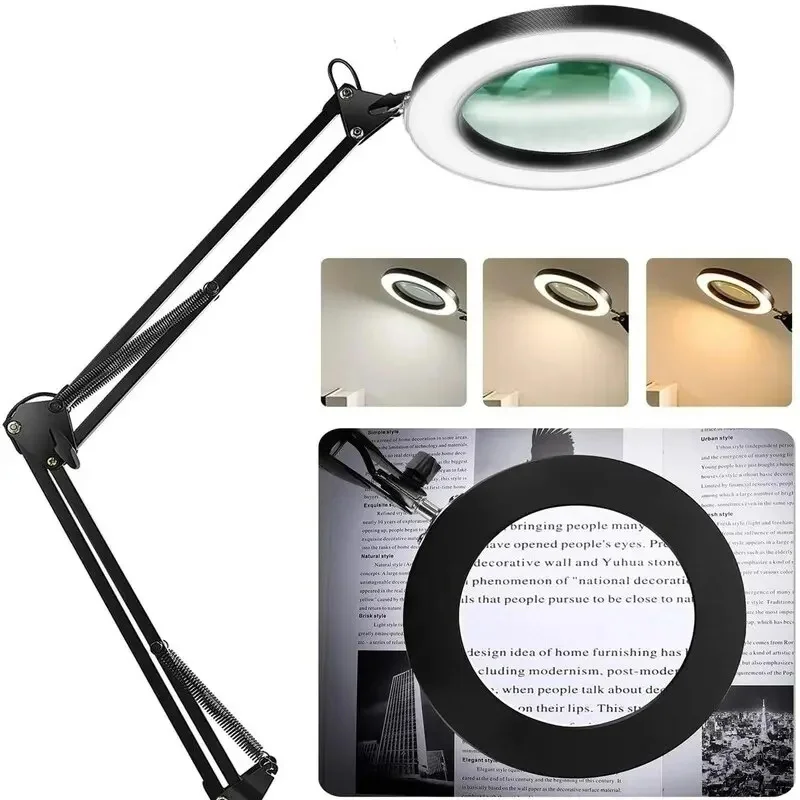 72LED 8X/10X NEW Illuminated Magnifier USB 3 Colors LED Magnifying Glass for Soldering Iron Repair/Skincare Beauty/Table Lamp