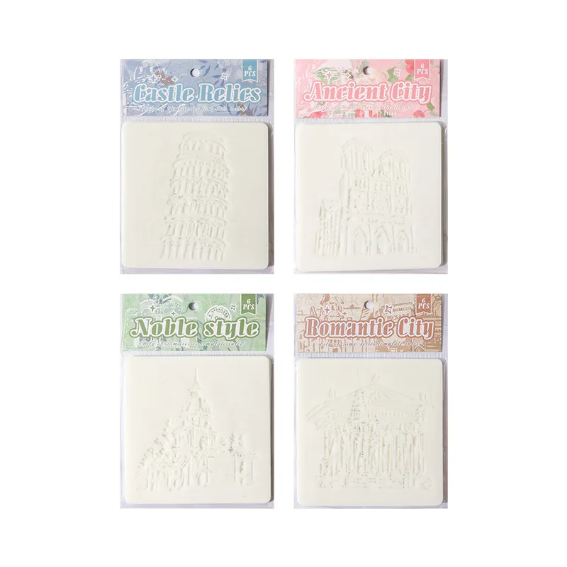 6pc Vintage Castle Stencil Set for Scrapbooking DIY Art Projects Templates Craft Drawing Tools Toys Kids Learning Education