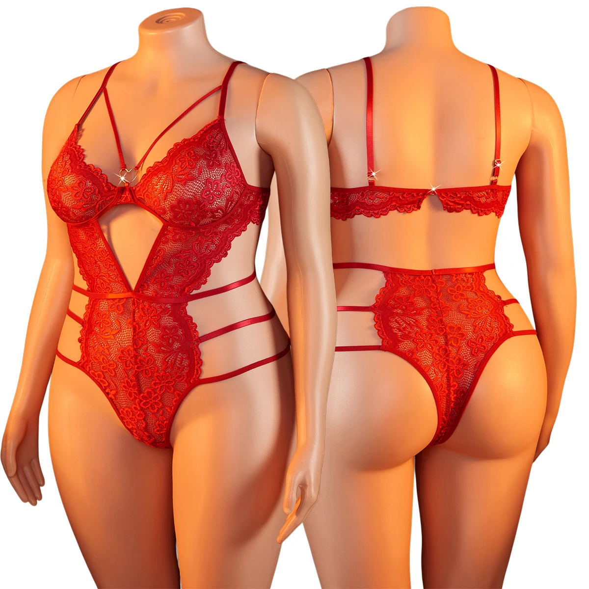 

Plus Size Open Bust Bodysuit Sexy Lingerie for Women Sheer Mesh Floral Teddies Lace Nightgown See-Through Costume 1XL-4XL