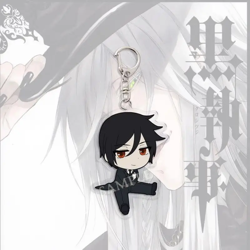 Black Butler Anime Figuur Ciel Phantomhive Sebastian Michaelis Q-versie Patroon Acryl Hanger Sleutelhanger Bagpack Decoratie