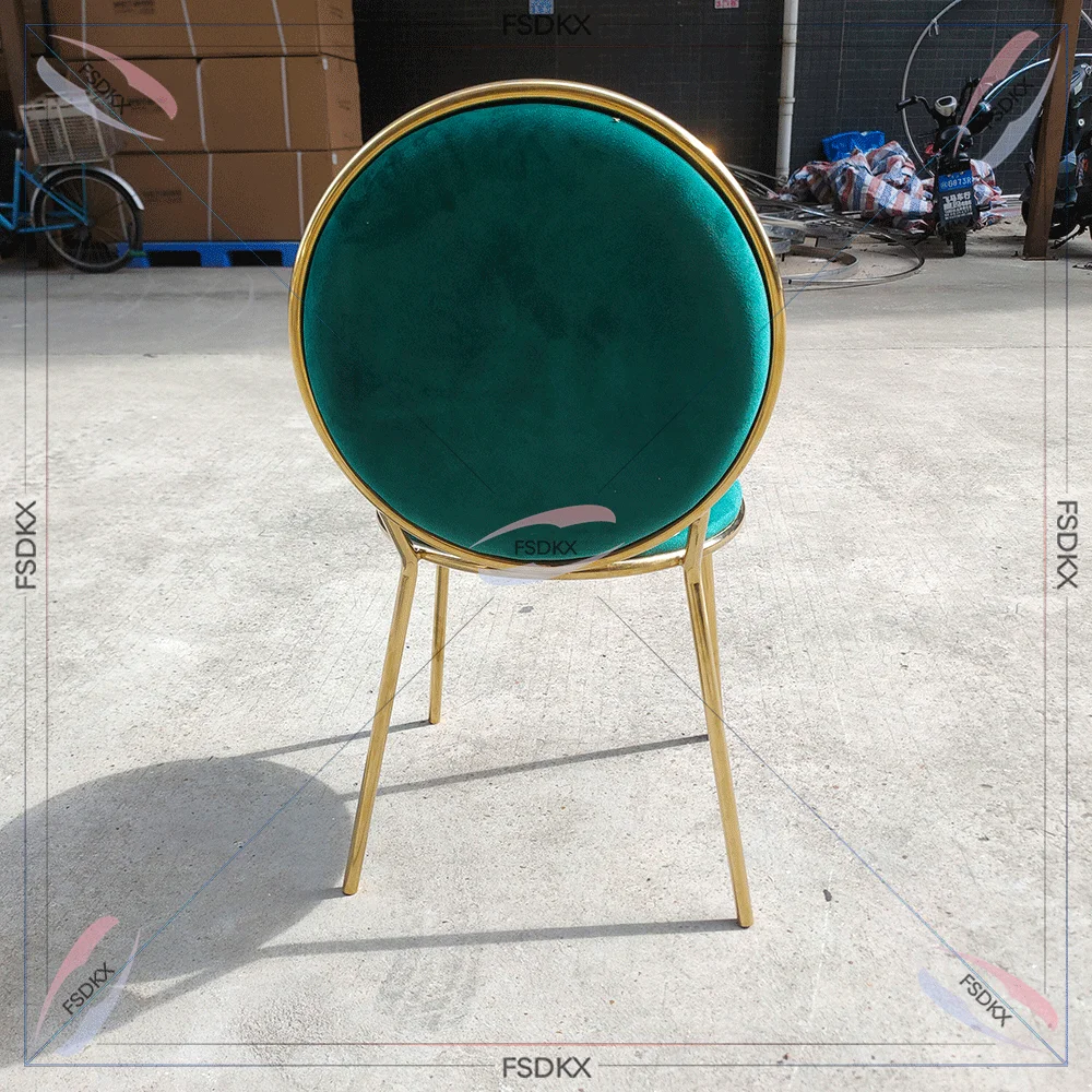 Exquisite Special high-Quality Backres Gold Stainless steel Rim Green Party Chairs