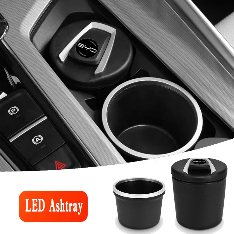 Car Ashtray Garbage Can LED Light Creative Ashtray Accessories For BYD Tang EV600 Han EV Yuan ATTO 3 Song PLUS Pro MAX DMI Qin