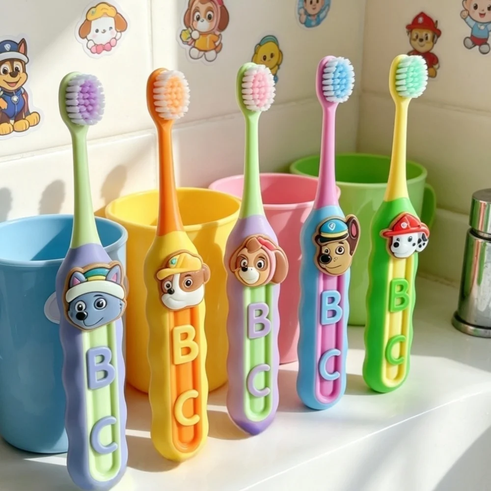 Cartoon Puppy Pattern Manual Toothbrush Soft Bristle Gum Protection ABC Letter Handle Oral Care Teeth Cleaning Brush