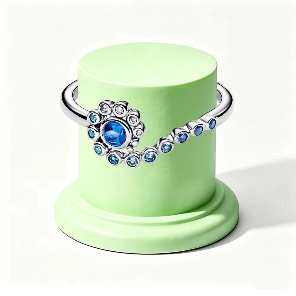 Ladies' new 925 sterling silver multi ring layered ring with colorful zircon ring 2026 fashionable DIY jewelry gift