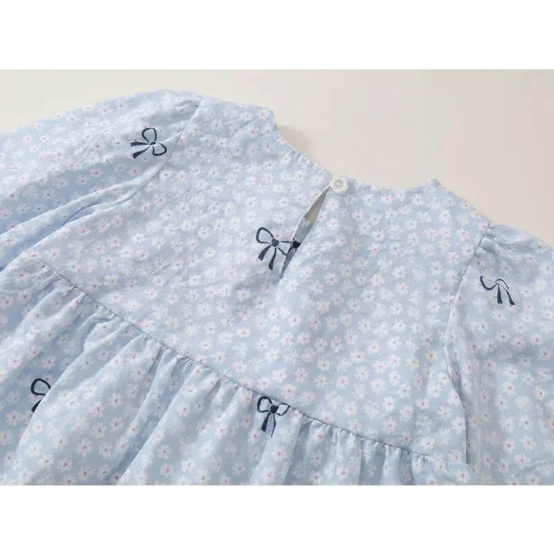 Kinder Mädchenkleid RAISE Herbst Schleife Blumendruck Kinder Mädchen Prinzessinnenkleid Rundhals 2-8 Jahre Mädchen Langarmkleid Haarband – Detail 27