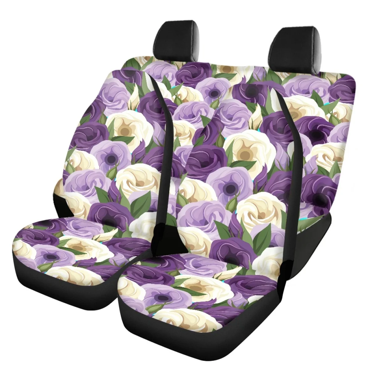 Beautiful Floral Design Car Seat Covers for Women Full Set Easy Clean Car Seat Cushion Front&Rear Automobile Seat Protector