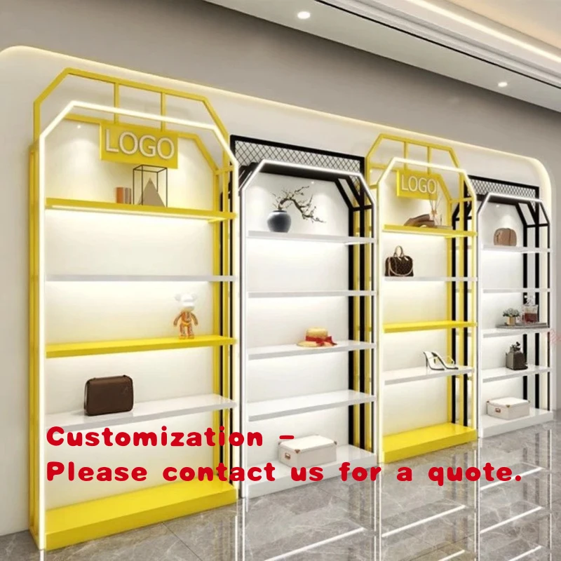 custom.Commercial Retail Display Stand with LED Light Shoe Bag Kids Shoe Shop Mall Window Display Rack