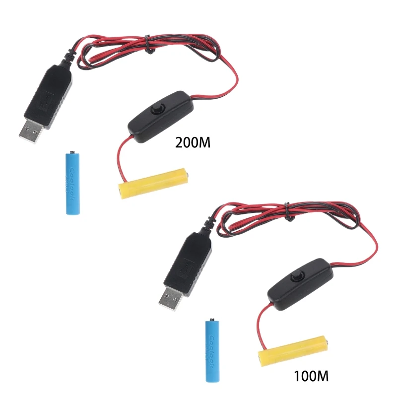 

AAA Dummy Battery Adapter USB Power Supply Cable Replace 2 AAA Battery for LED