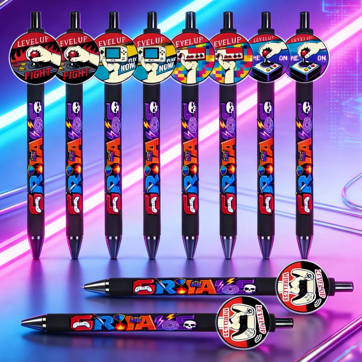 

5 pieces or 10 pieces game controller-themed ballpoint pens. Writing and pressing pens for gaming enthusiasts.