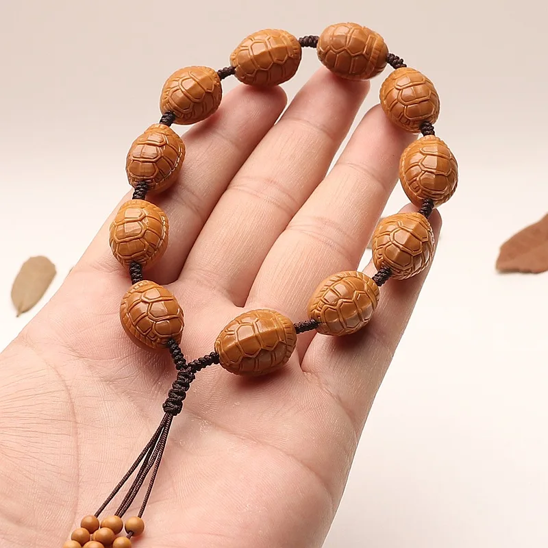 14mm Seed Iron Core Olive Carved: Wealth Armor Eight Treasures Turtle Shell Money Turtle Handmade Handheld Gift