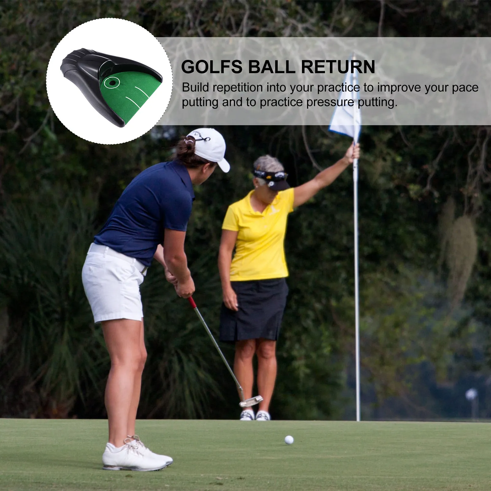 

Automatic Golfs Ball Return System Powered Trainer Parabolic Design for Realistic Indoor Outdoor Putting