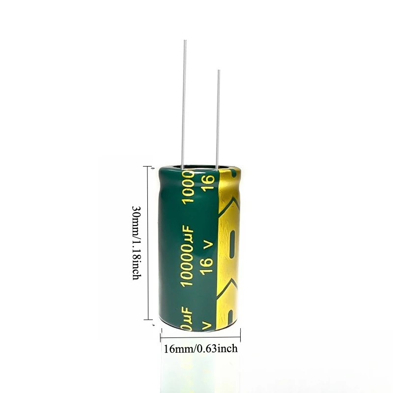 

15pcs 16V 10000uF Electrolytic Capacitor High Frequency Low ESR Long Life Green Gold 16x30mm for Power Supply
